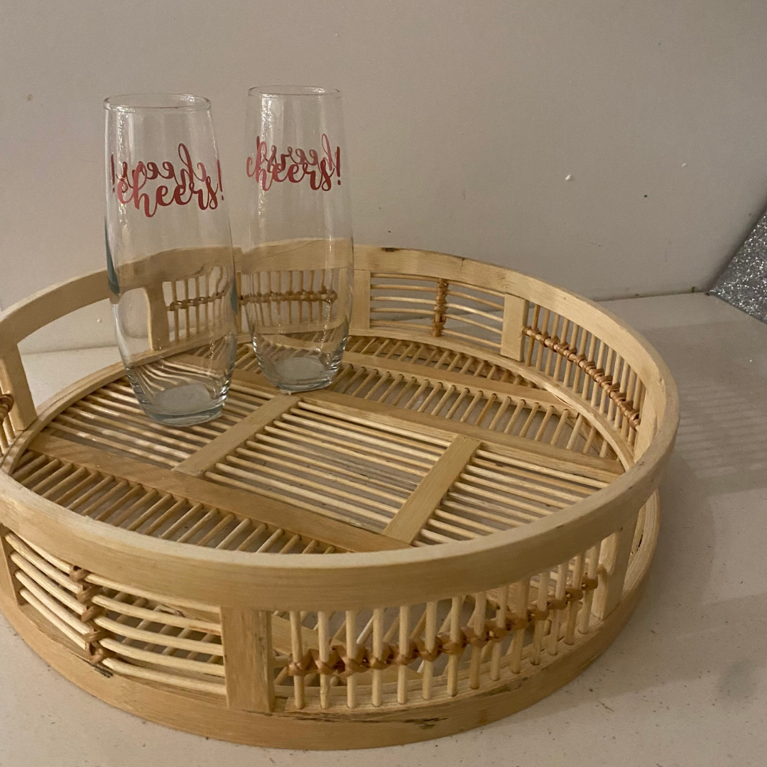 Serving Tray with Cheers Glasses